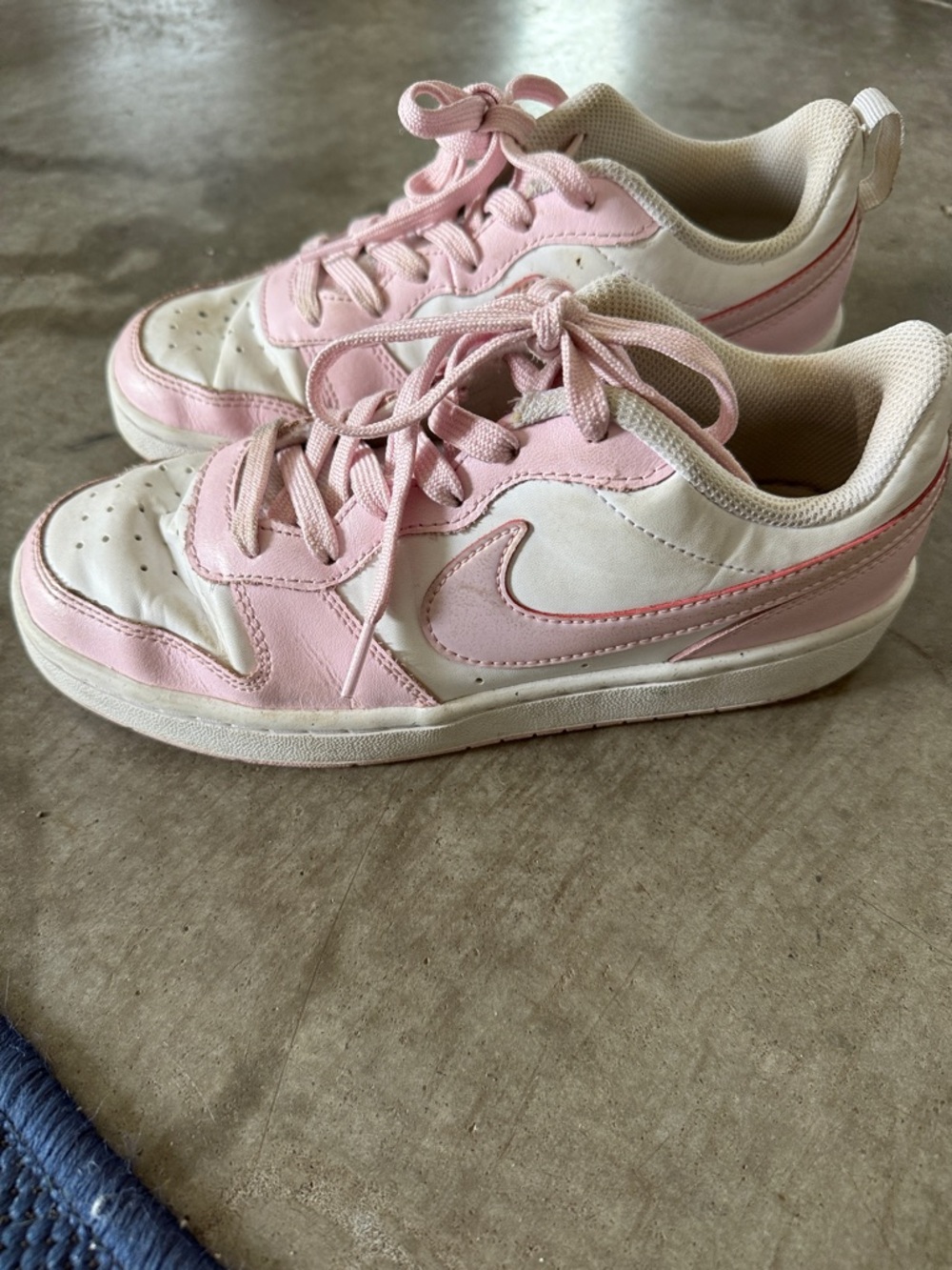 Nike White and Light Pink Low-Top Sneakers